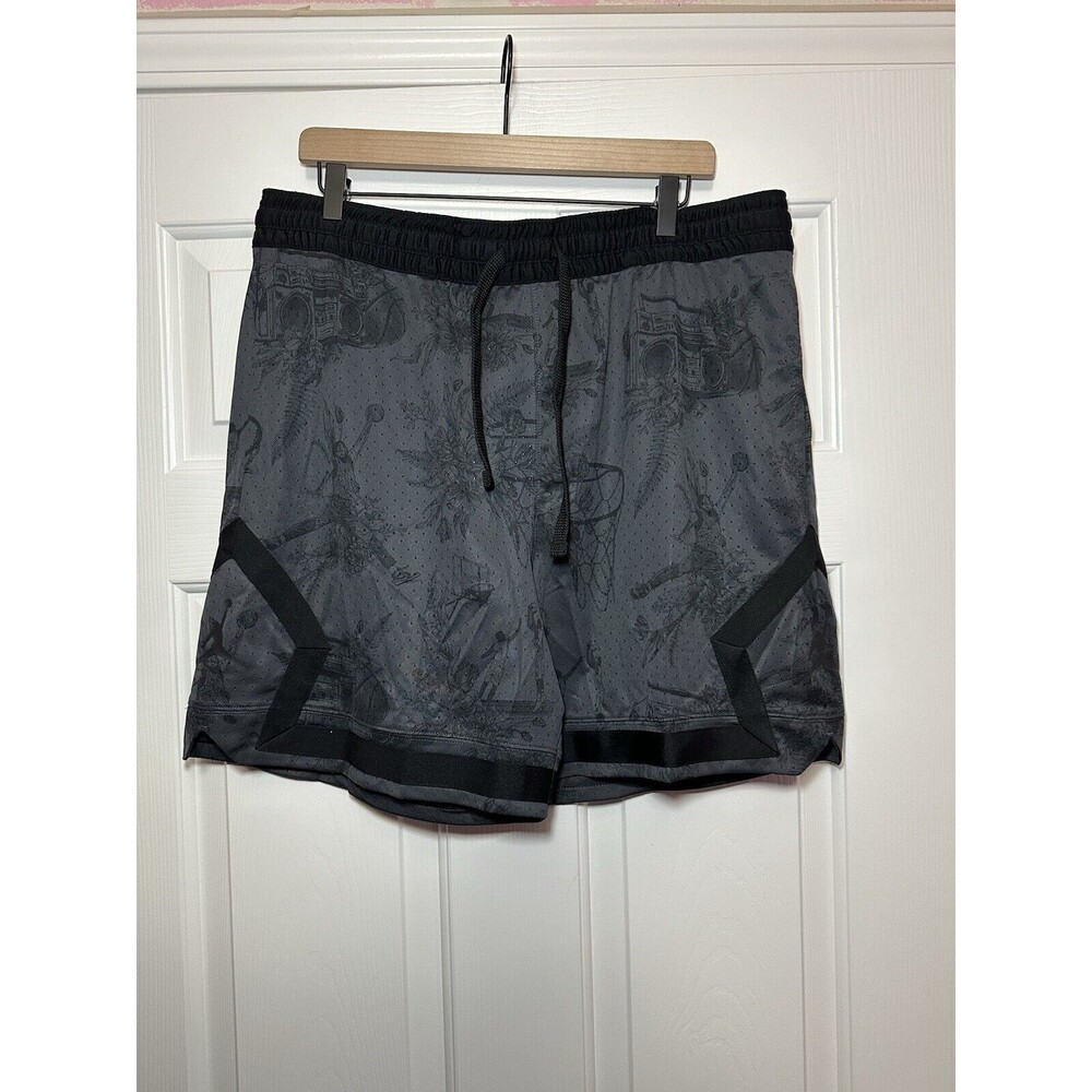 Size XL Mens Jordan Sport Dri-FIT Shorts Printed Black Gray Diamond FV8614-010